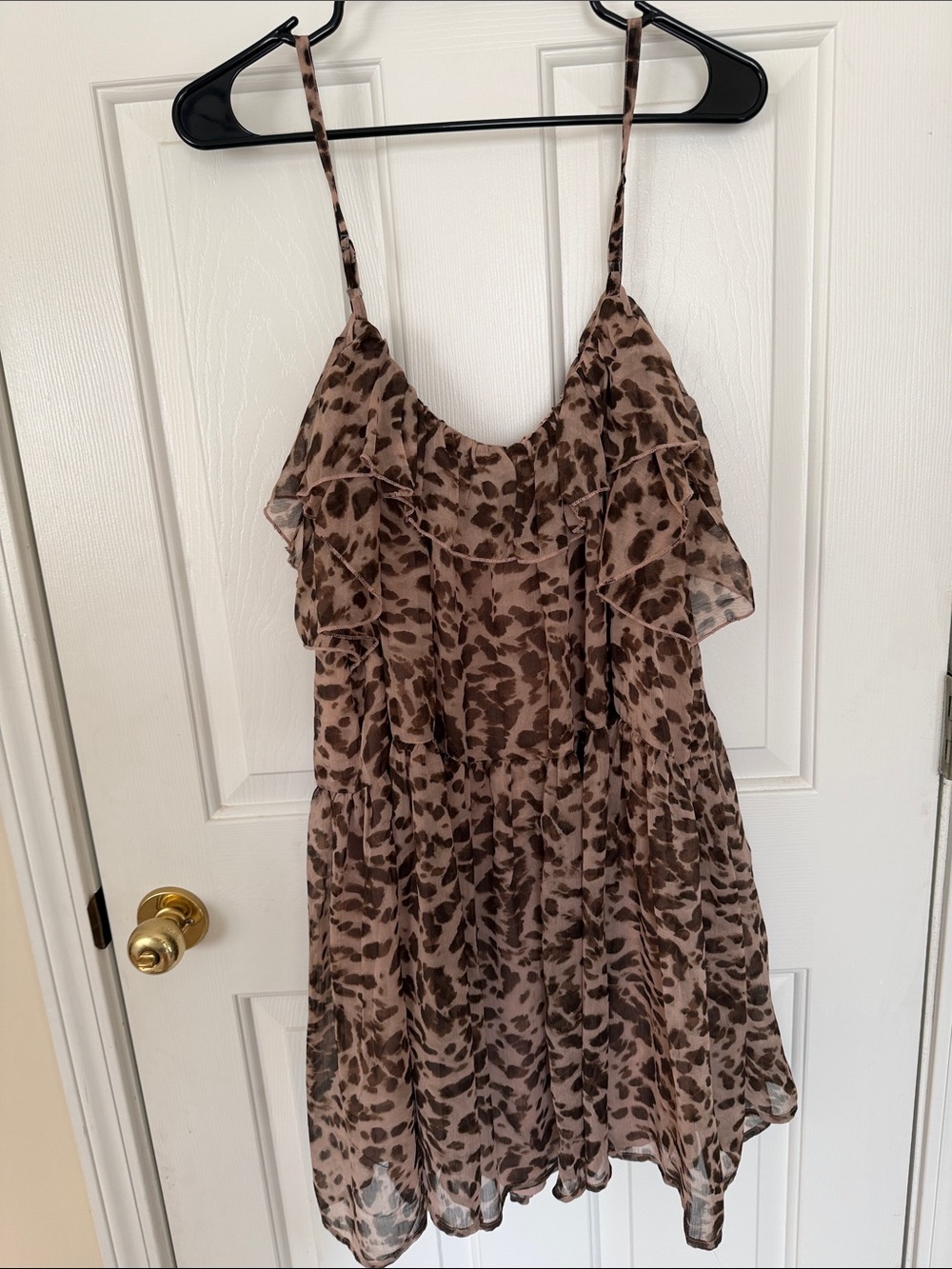 Old Navy Brown Leopard-Print Ruffle Mini Dress - Picture 4 of 5